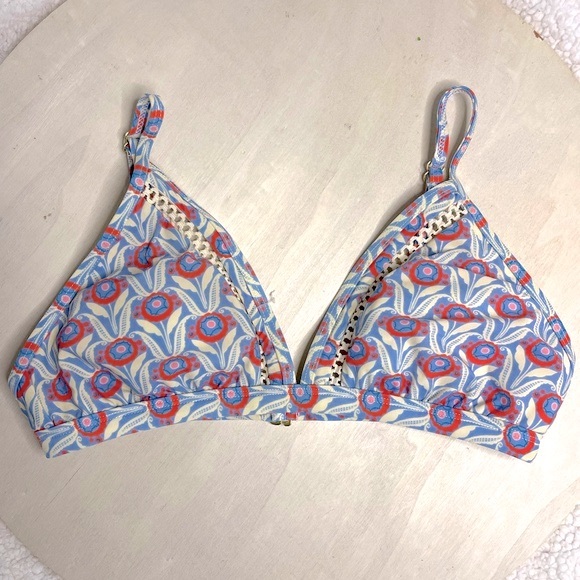 💥 ANTONIO MELANI Bikini Swim Top Blue Floral | Size 12 - Picture 2 of 8